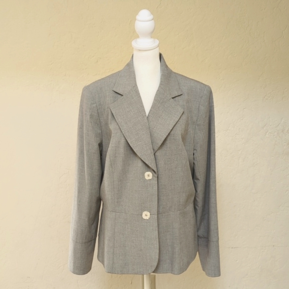 Hillard & Hanson Gray Stretch Two Button Blazer Size 16